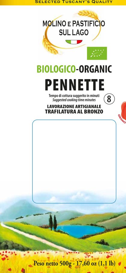Confezione Pennette biologiche Molino e Pastificio sul Lago, 500 g