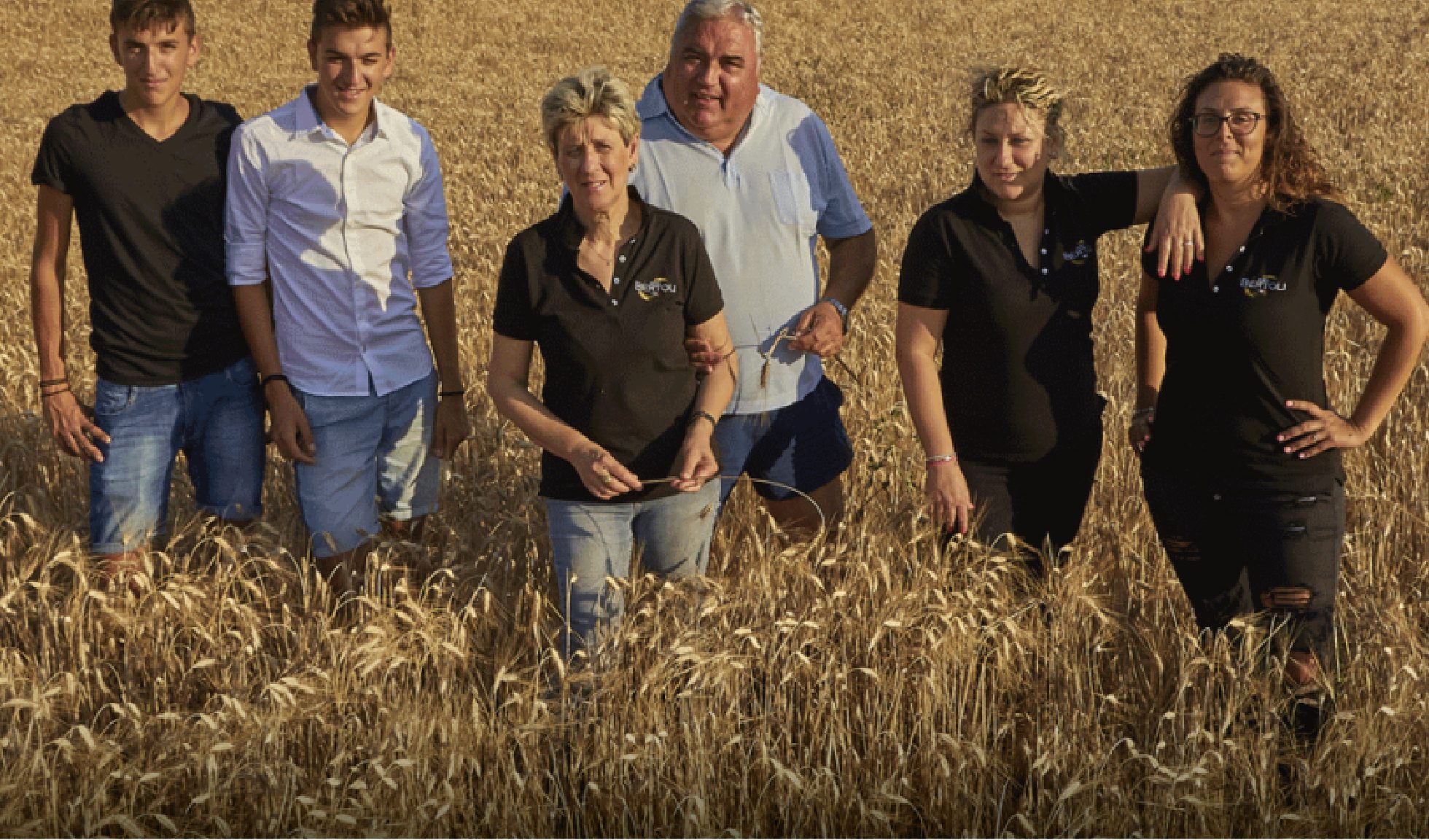 La famiglia Bertoli nel campo di grano